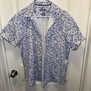 Apt. 9 Blue and White Palm Print Shirt